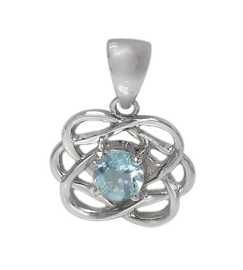 Celtic Knot Blue Topaz Pendant, Sterling Silver